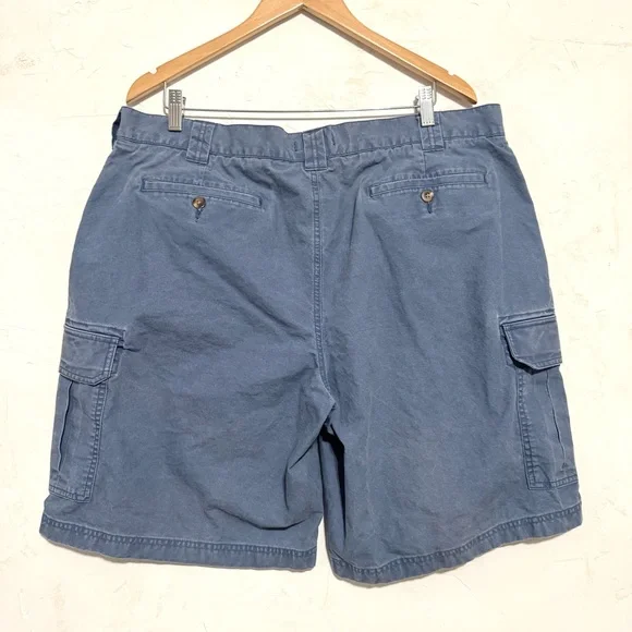 L.L.Bean Blue Cargo Shorts Mens 40W Cotton Natural Fit Washed - Picture 5 of 6